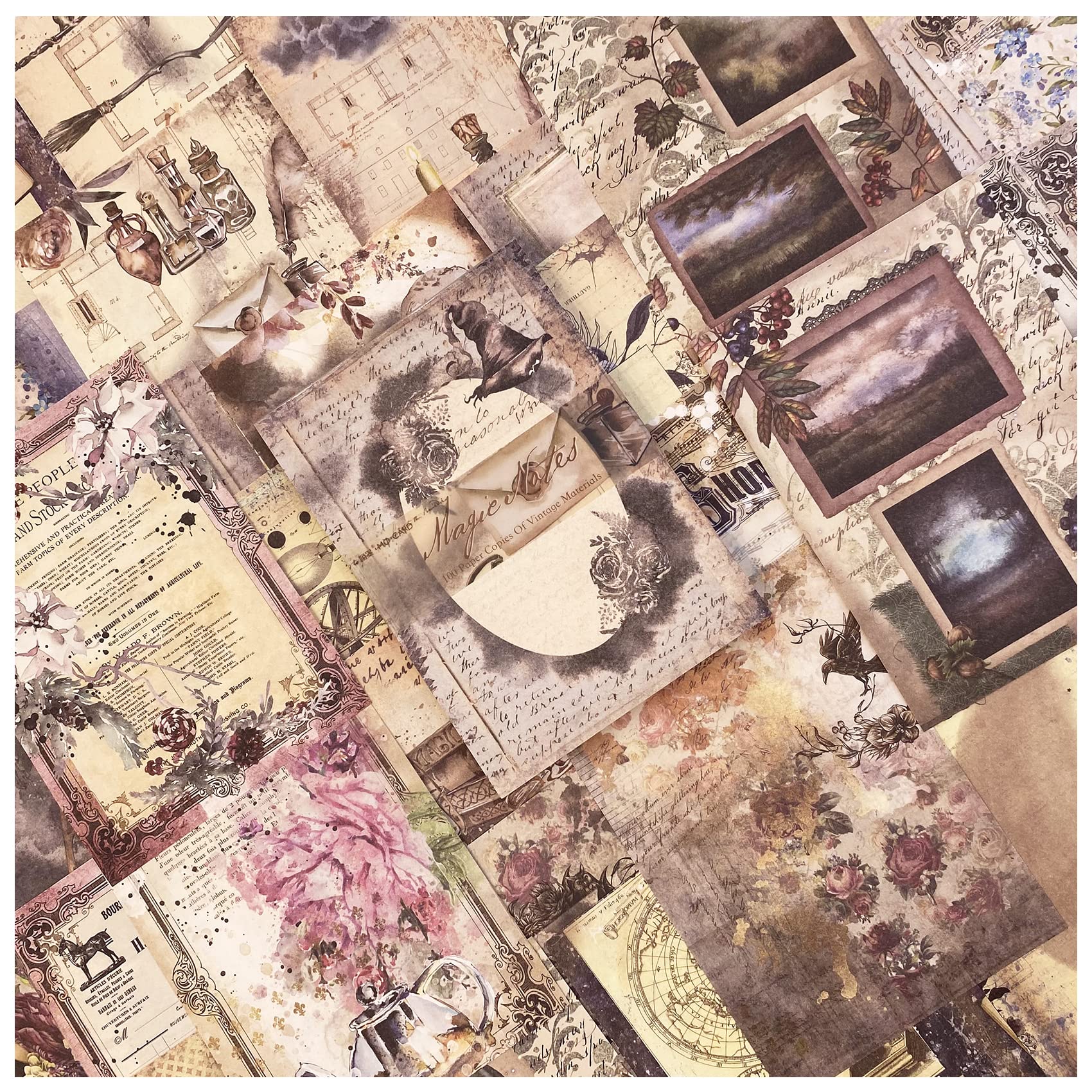 コラージュ 素材 デザインペーパー 詰め合わせ ペーパー ヴィンテージ 背景紙 紙もの 素材紙 シール ノ..