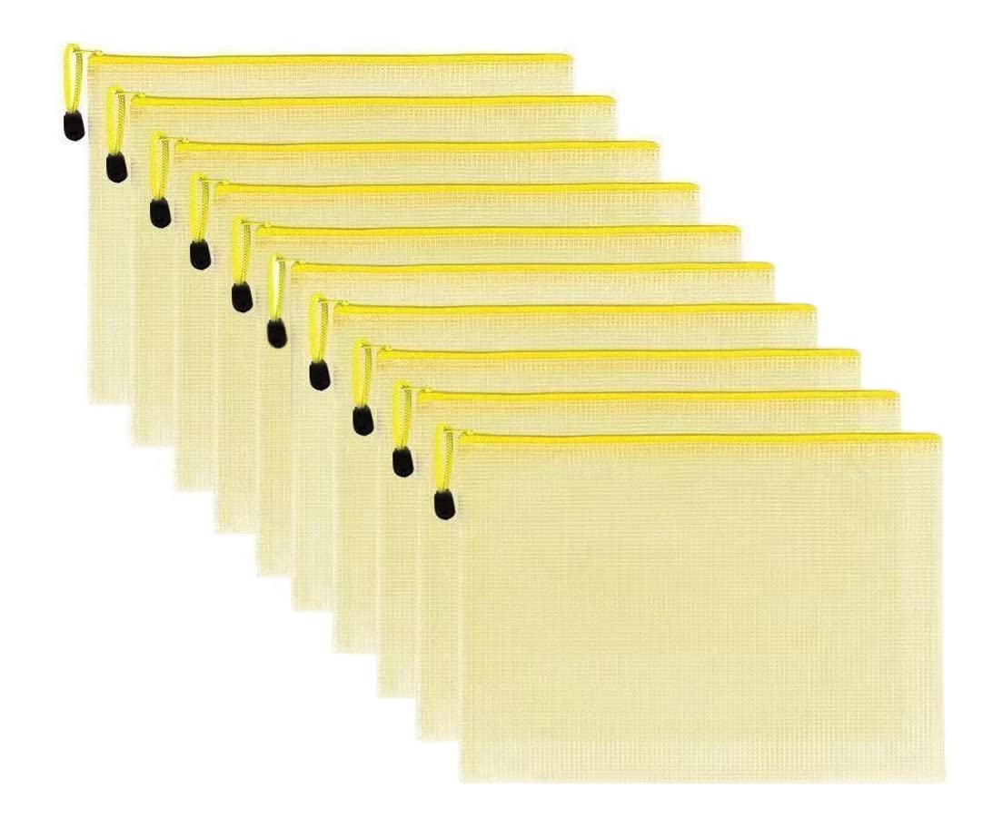 10個入 ジッパー式ファイル袋 ファイルケース メッシュドキュメントバッグ 新聞 雑誌 現金 ジッパー フ..