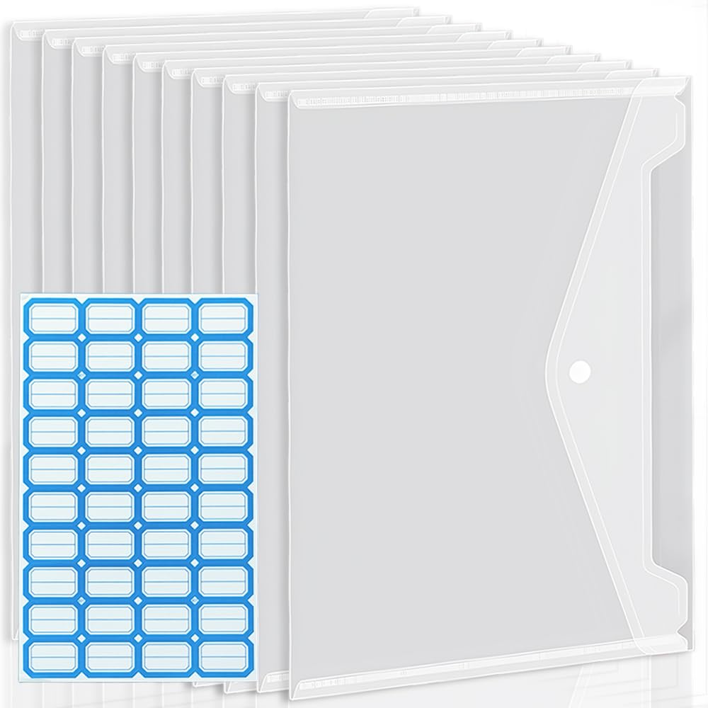 A5 クリアファイル ボタン式 10枚 クリア 伝票 領収書 明細書 小物 収納 整理 ファイルケース ファイル..