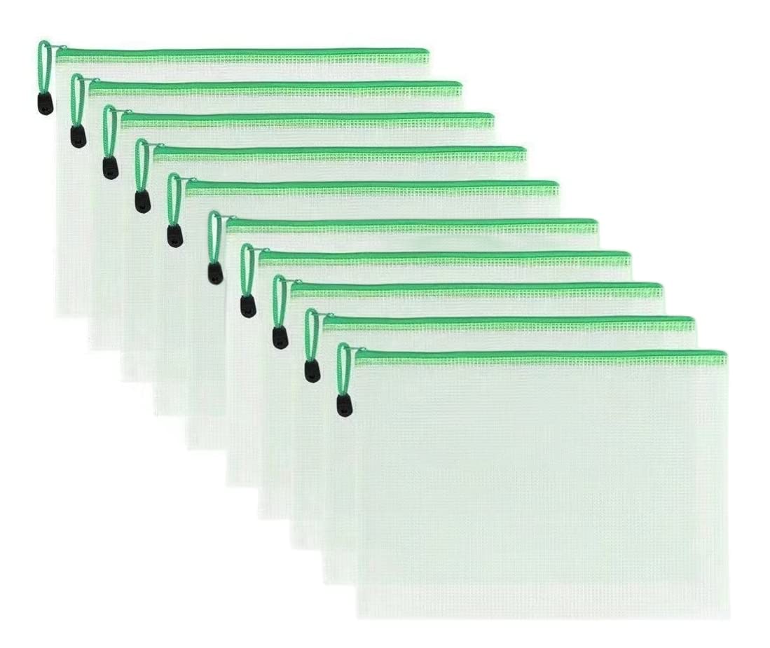 10個入 ジッパー式ファイル袋 ファイルケース メッシュドキュメントバッグ 新聞 雑誌 現金 ジッパー ファイルバッグ 收納袋 クリアホルダー