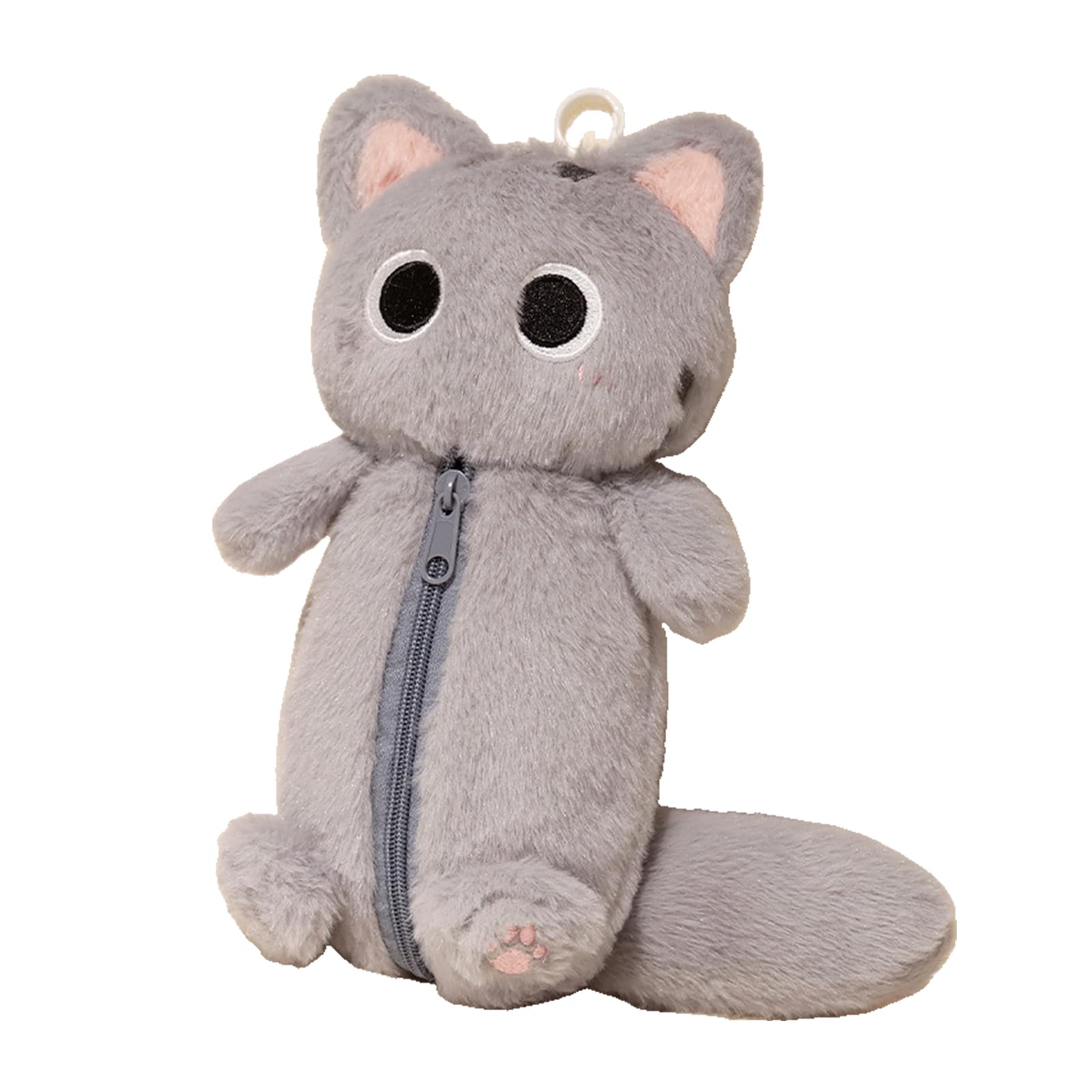 ペンケース 猫 筆箱 ぬいぐるみ ねこ ペンポーチ 大容量 可愛い アニマル ふでばこ 鉛筆 筆入れ 高校生 小学生 女の子 男の子 グレー
