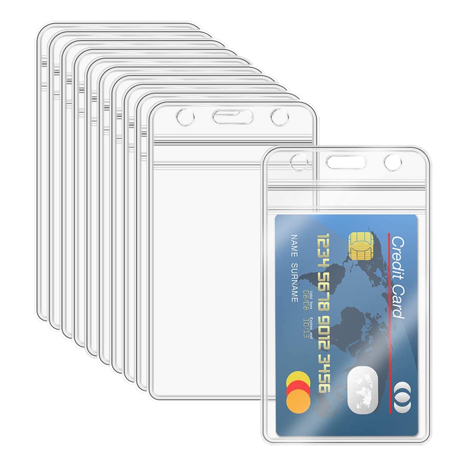 カードホルダー ソフトネームケース 名札ホルダー 縦型 防水 クリア V製 社員証 学生証 会員証 名刺 両..