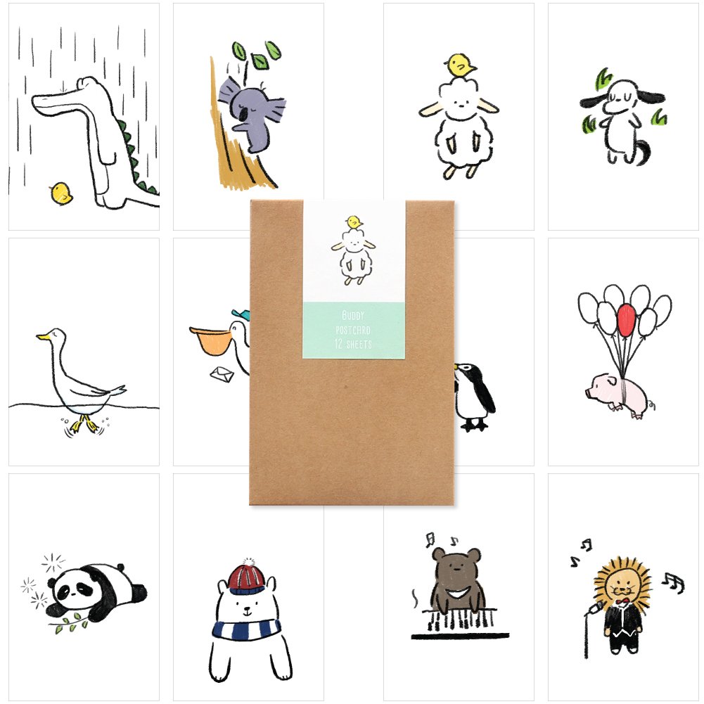 モノライク バディ はがき葉書 ポストカード セット Bddy postcard set 12セット感性的なデザインはがきデイリーはがき、雰囲