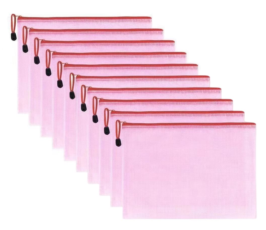 10個入 ジッパー式ファイル袋 ファイルケース メッシュドキュメントバッグ 新聞 雑誌 現金 ジッパー フ..