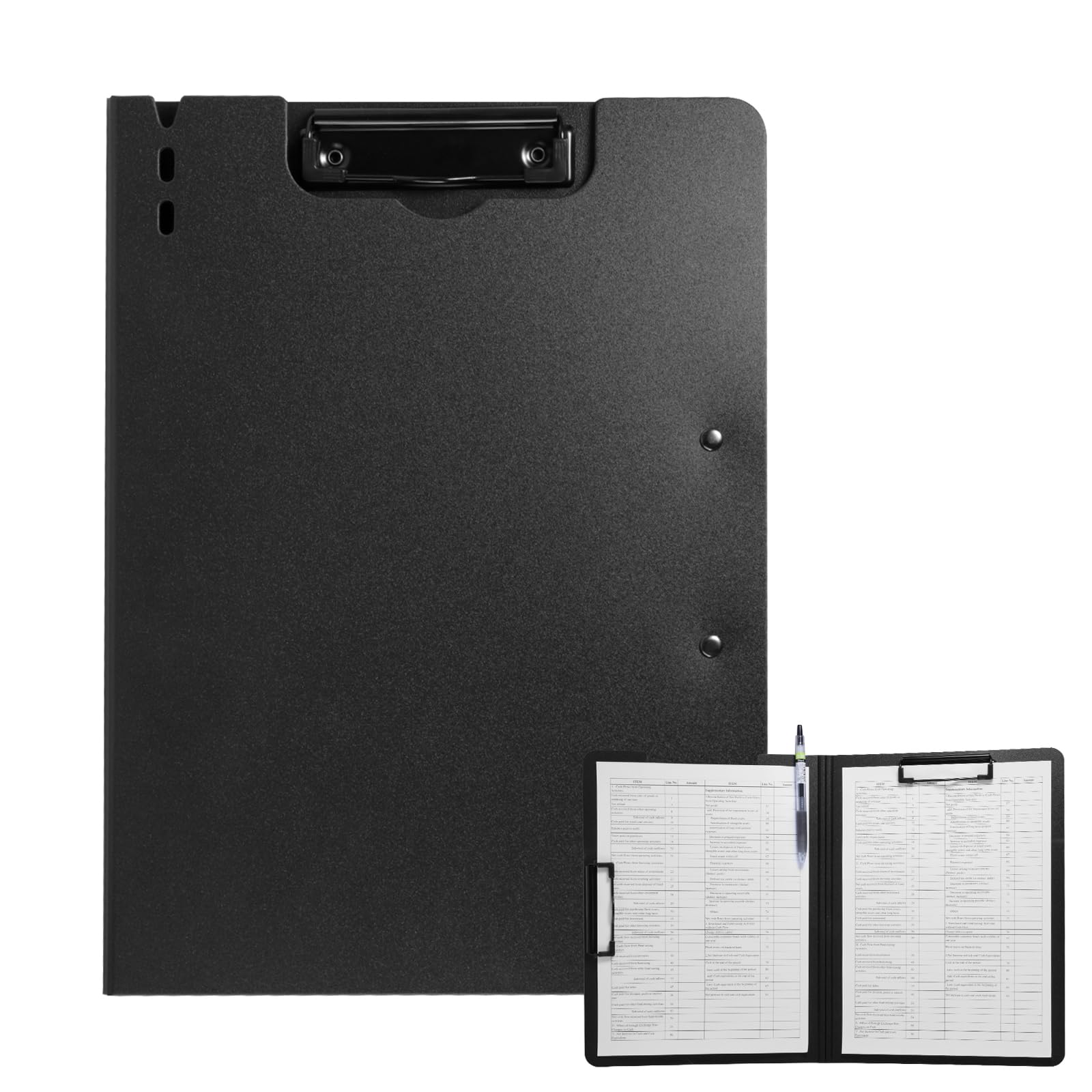 クリップボードフォルダ a4 バインダー 二つ折り ダブルクリップ 1.8mm厚板 書きやすさ 薄型 会議パッ..
