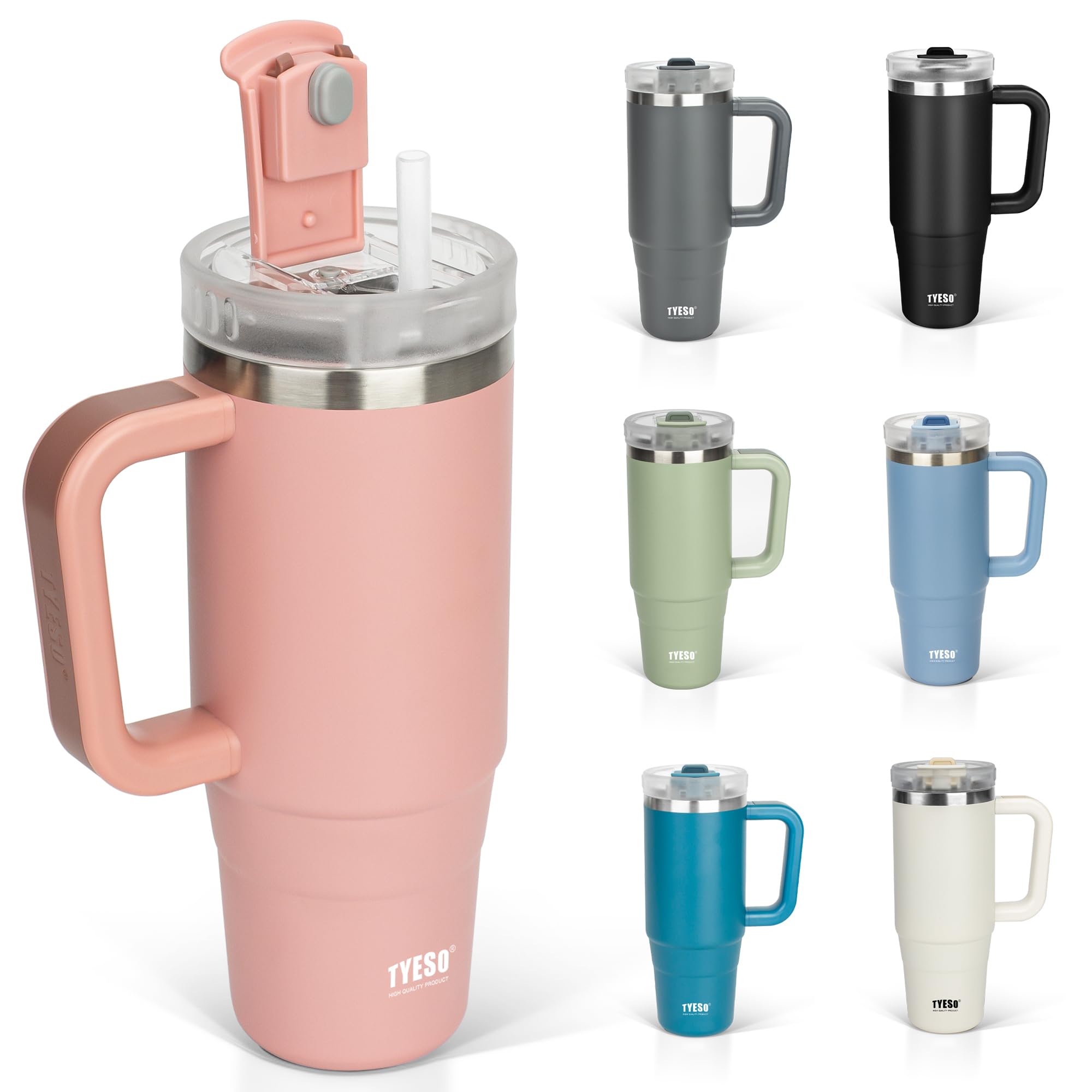 Rakuten - YEO タンブラー 1.2L 水筒 保冷 ステンレスボトル ウォーターボトル ストロー 取っ手付き ジョッキ 真空断熱 二重構造 広口 大容量