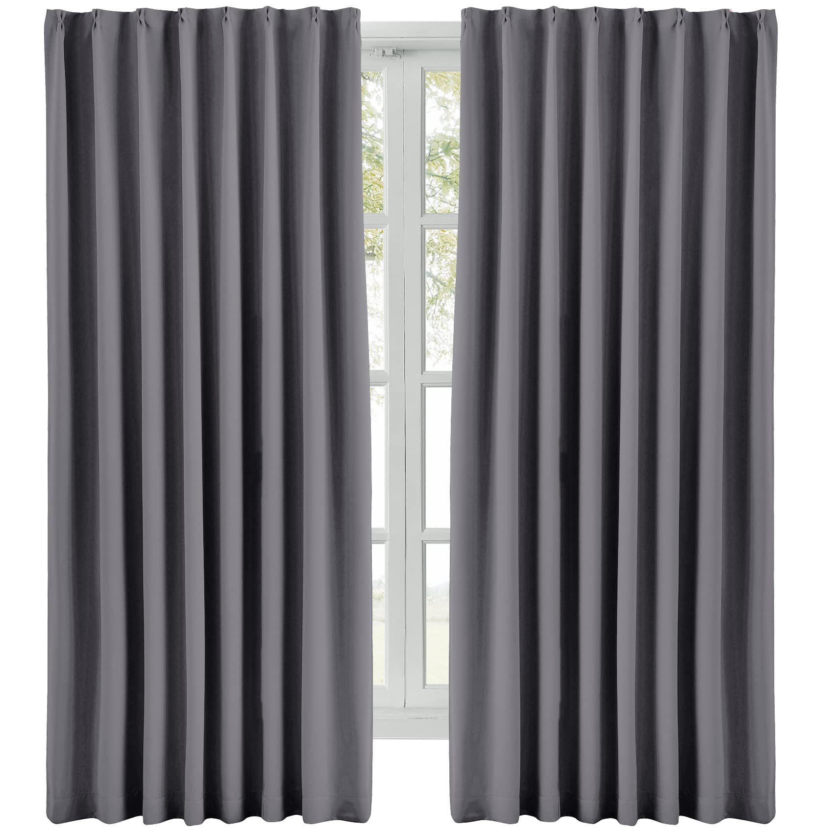 カーテン 1級遮光 幅100cm×丈230cm 2枚組 グレー 断熱 防寒 防音 省エネ 厚手 無地 おしゃれ 洗える 寝室 リビング用 グレ
