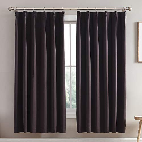 カーテン 1級遮光 2枚組 ブラウン 幅100cm丈110cm 小窓 断熱 防寒 防音 省エネ 厚手 無地 おしゃれ 洗える 寝室 リビング用