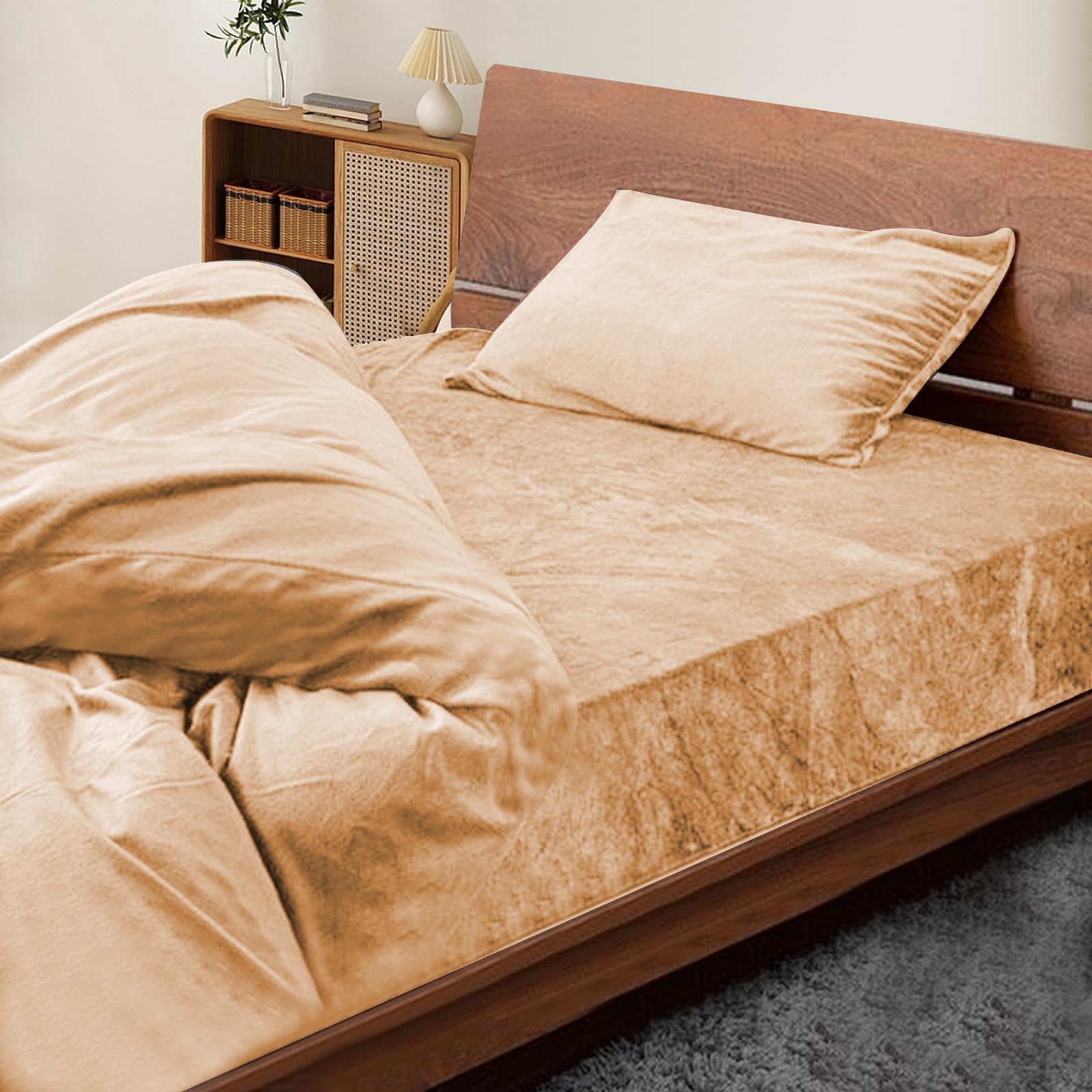 接触温感・裏起毛2層タイプボックスシーツ あったか 秋冬用 接触温感 マイクロファイバー フランネル ..