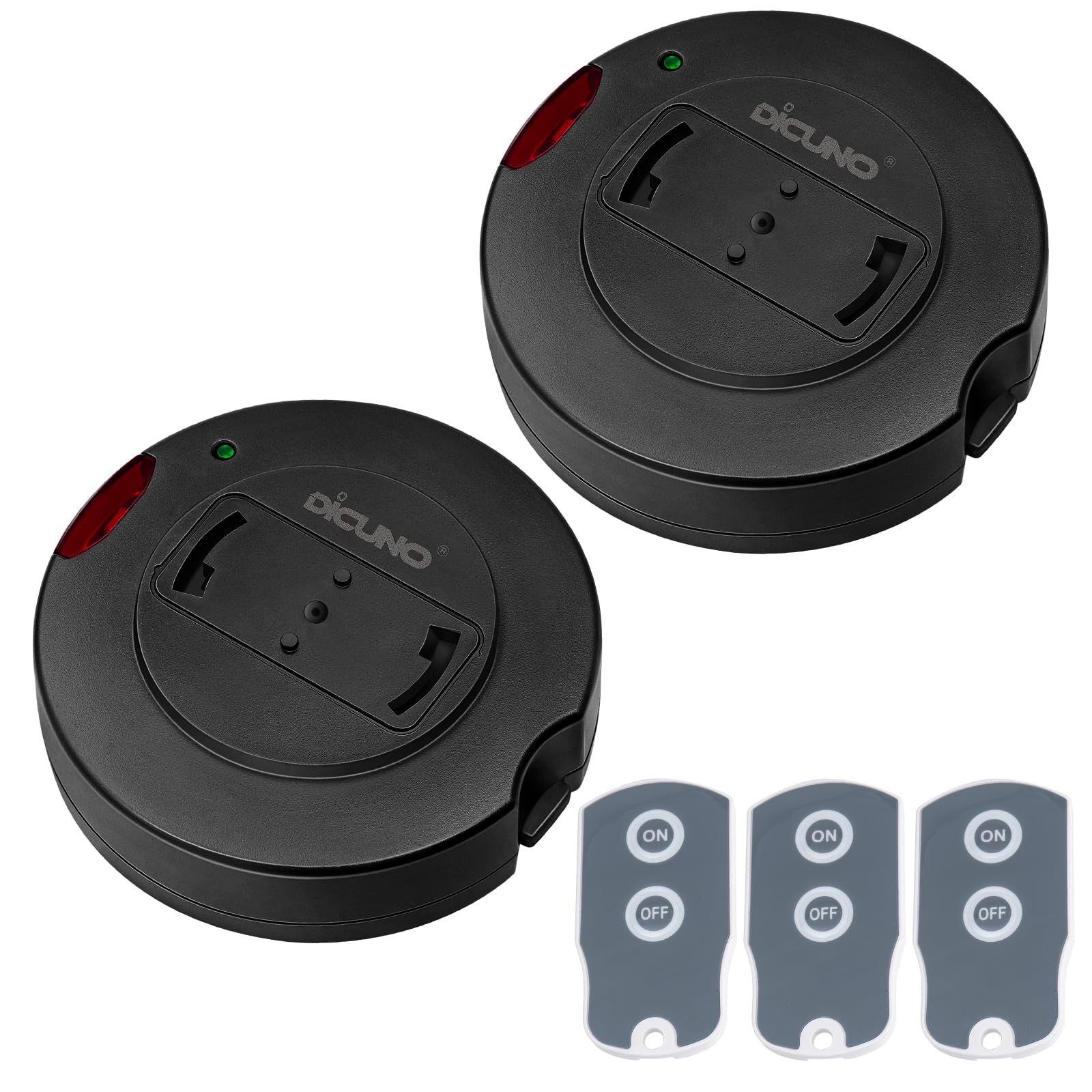 照明スイッチ 引掛けシーリング用 ペンダント型照明器具専用 丸型 配線不要 黒 受信機2個+送信機3個入り