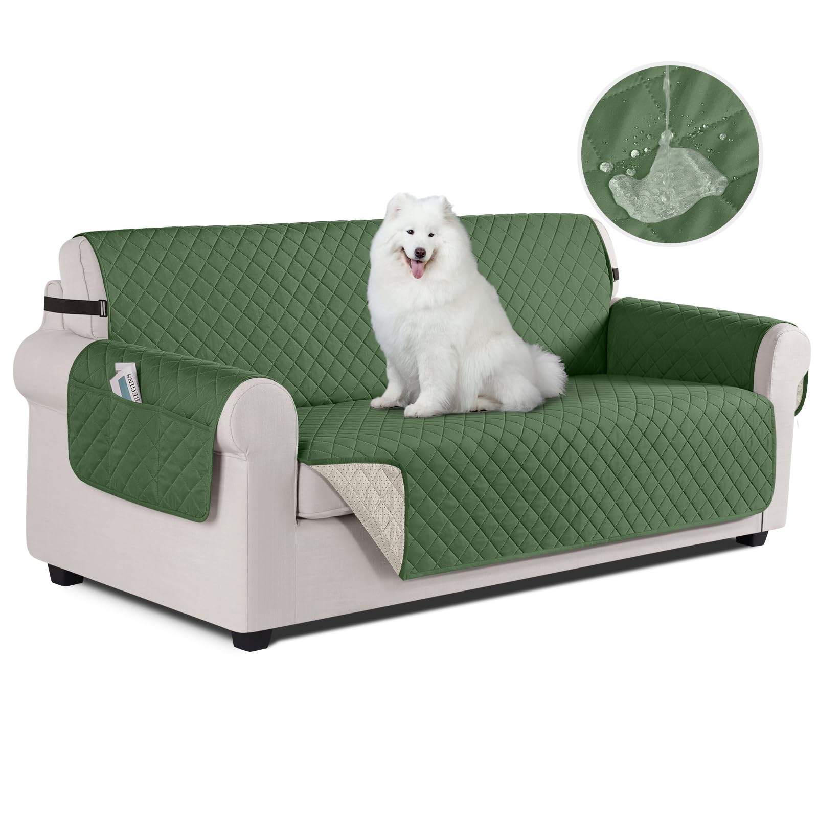 AOOO ソファカバー 全面防水 ソファーシート 犬猫対策 毛髪不粘着 滑り止め 1人2人3人掛け 肘付き 替えソファカバー 防塵 汚れ防止 傷