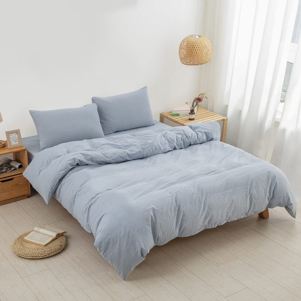 掛け布団カバー ダブル 単品売りオーガニックコットン 190x210cm 掛かバー 洗いざらしの綿100% 洗い替え 布団カバー 防ダニ 掛けふ [3]