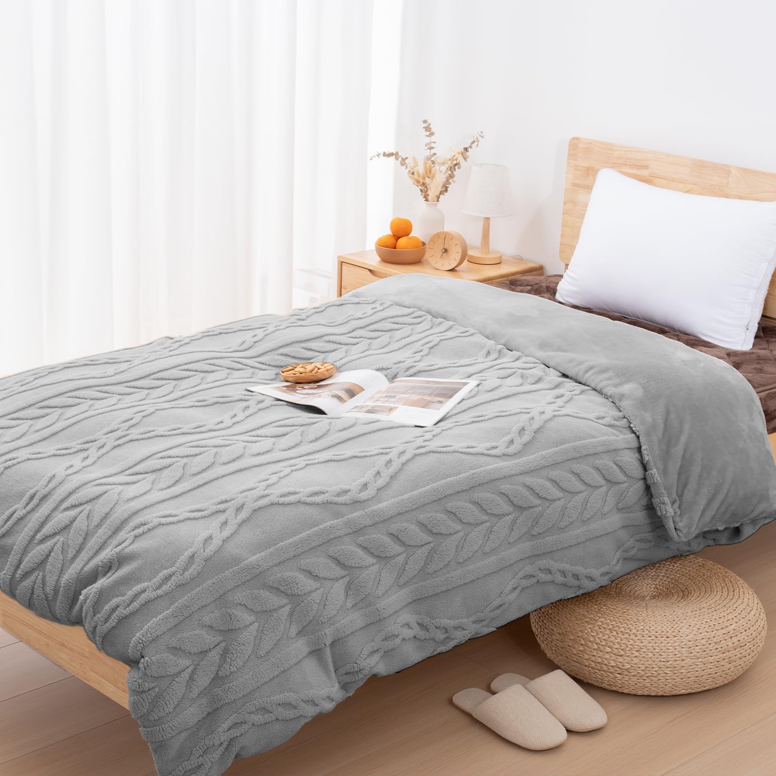 Vamche 掛け布団カバー シングル あったか 布団カバー 冬 厚手 ジャガードボア フランネル リバーシブル かけ布団カバー 毛布にもなる2