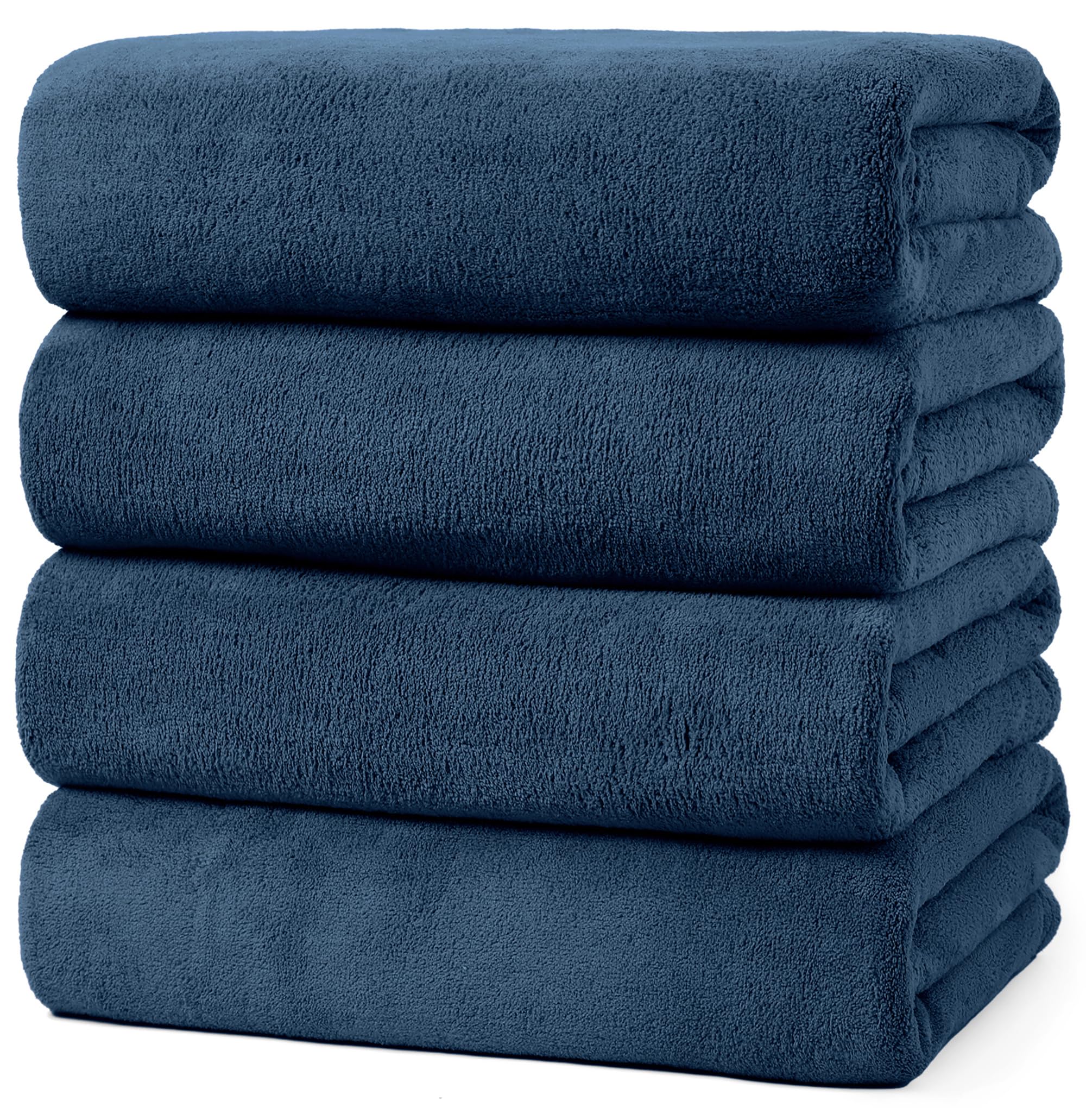 バスタオル即時吸水速乾マイクロファイバーホテル仕様大判65*130cm 4点セット ブルー吸水速乾 ふんわり..