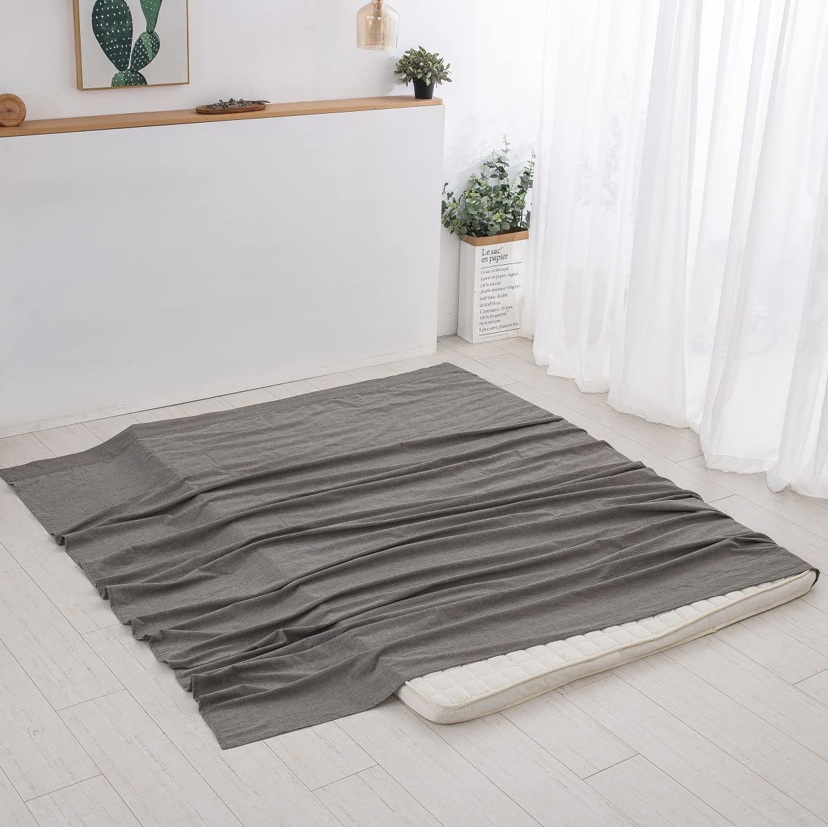 フラットシーツ クイーン 250x260cm 敷きシーツ ベッドシーツ オーガニックコット...