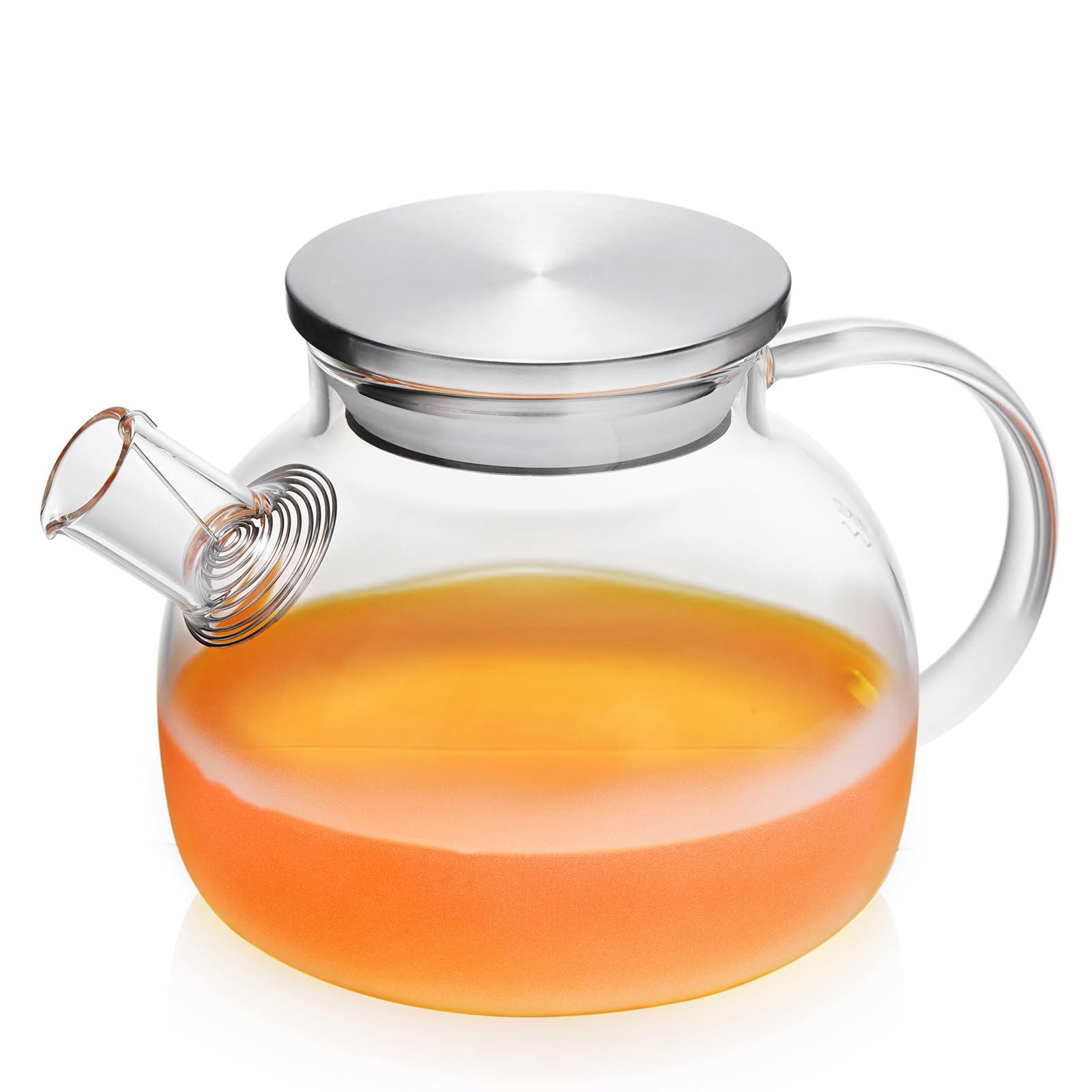 磨りガラス急須 耐熱ガラス 半透明ティーポット ガラスやかん 紅茶ポット 1000ml 曇り耐熱ガラス製 オシャレ ステンレス蓋付 丸型 紅茶