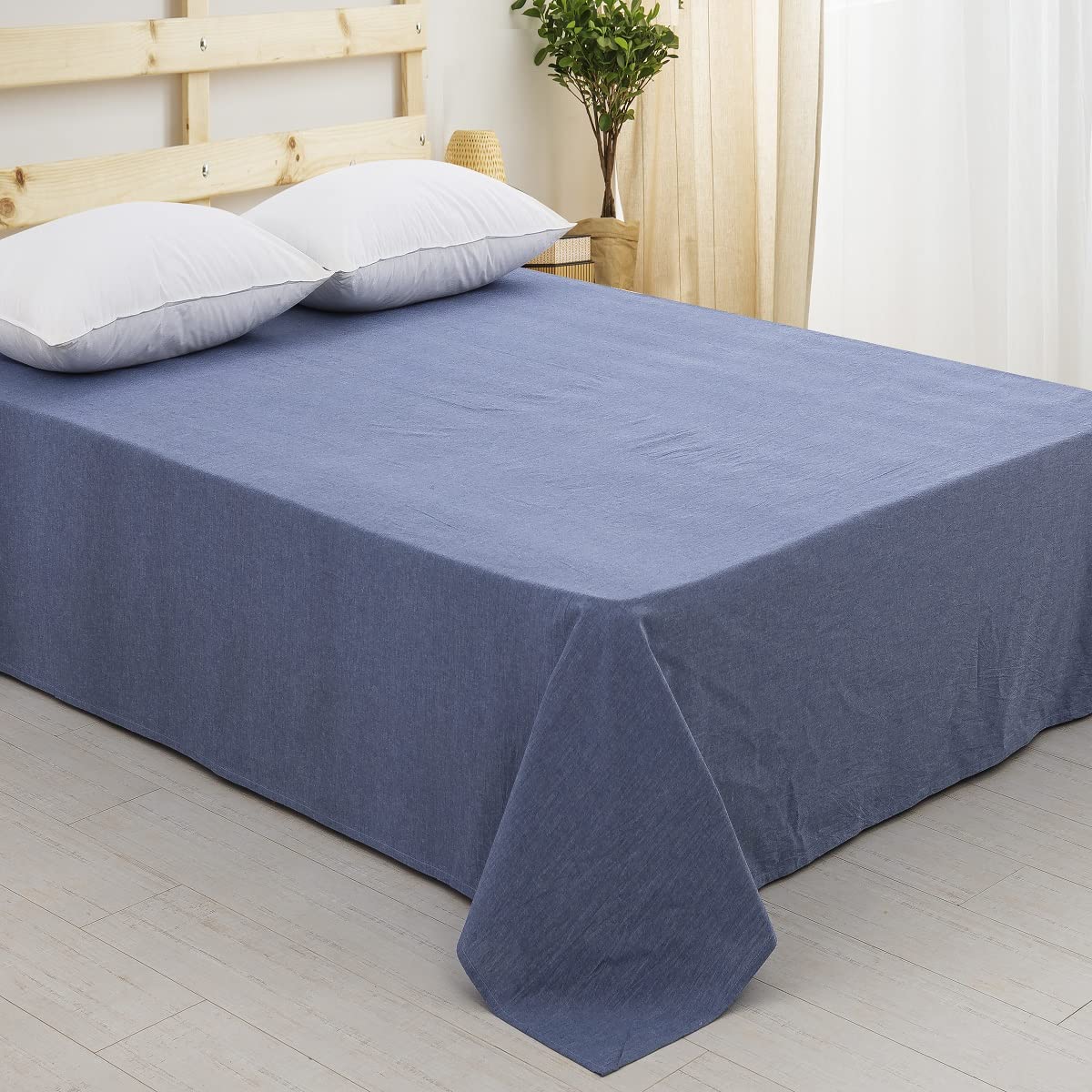 フラットシーツ キング 250x290cm 敷きシーツ ベッドシーツ オーガニックコットン アッパーシーツ 洗いざらしの綿100% 無地 インデ