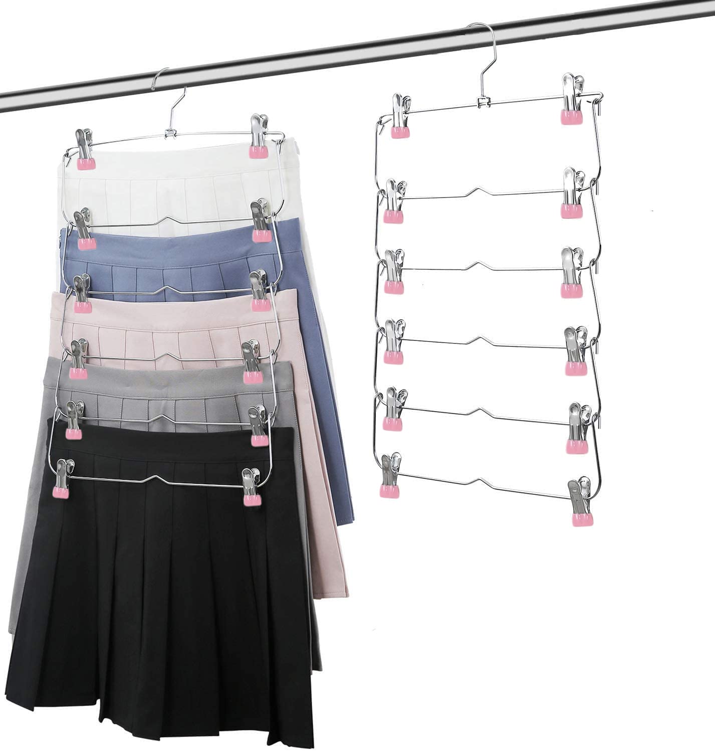 Horse ズボンハンガー スカートハンガー スチール収納ハンガー 省スペース 2本 ピンク 2