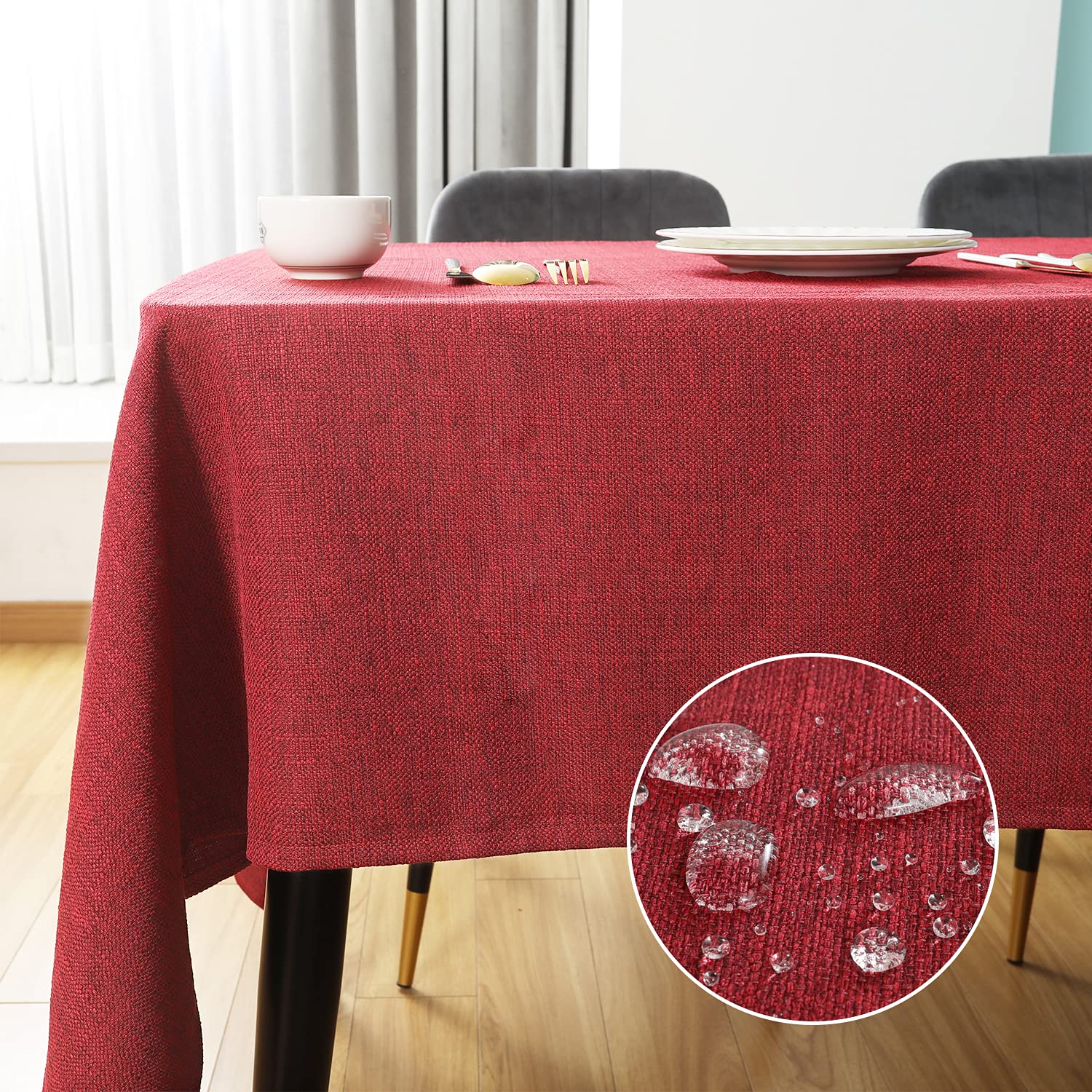 Rakuten - EAHORE REE テーブルクロス 食卓マット 防水 無地 テーブルカバー 丸洗い可 長方形テーブルカバー 140x240cm
