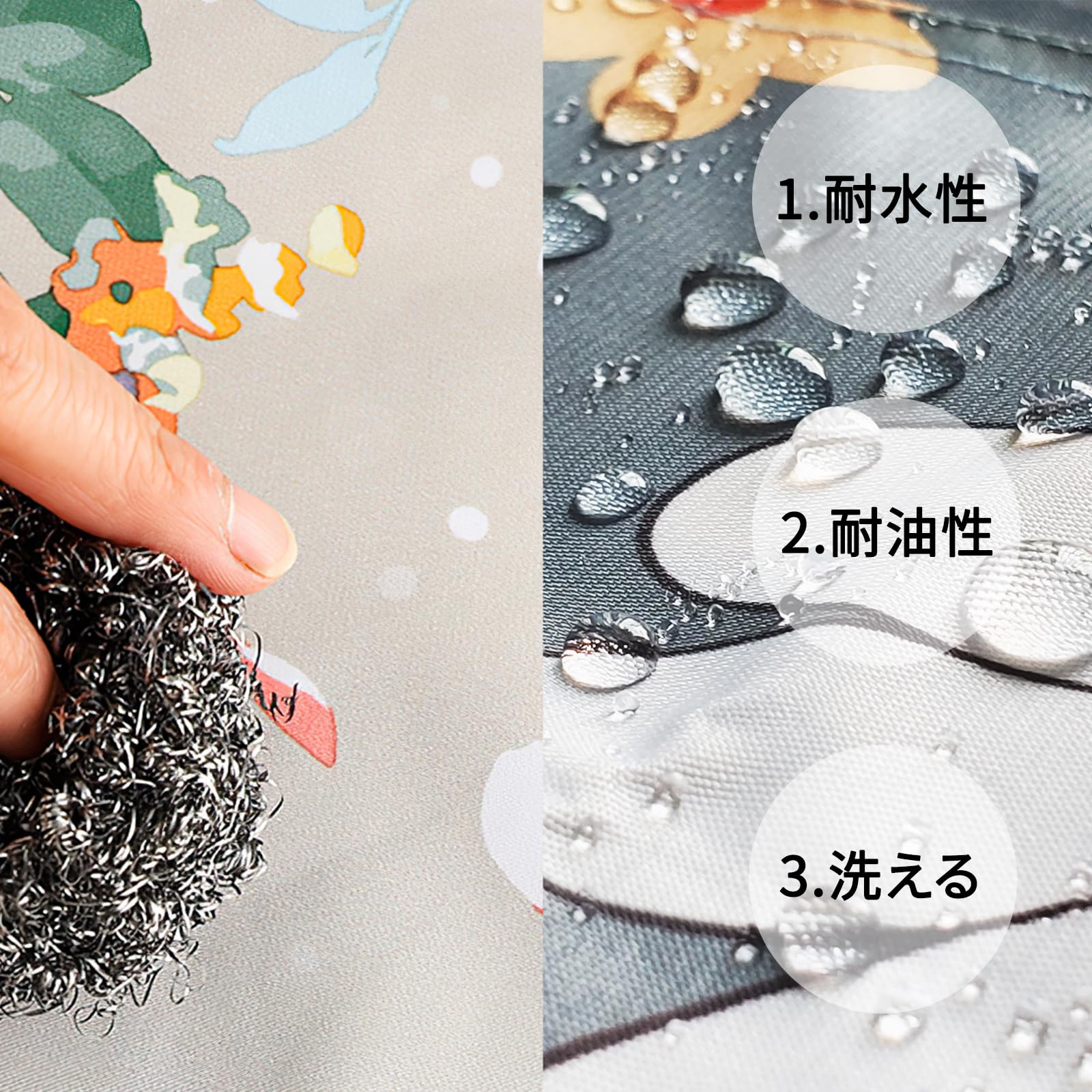 FRADE エプロン 女性用 首掛け 北欧風 花柄シンプル 防水 大容量ポケット 汚れにくい シワ防止 料理教室用 カフェ 保育士 マルチカラー