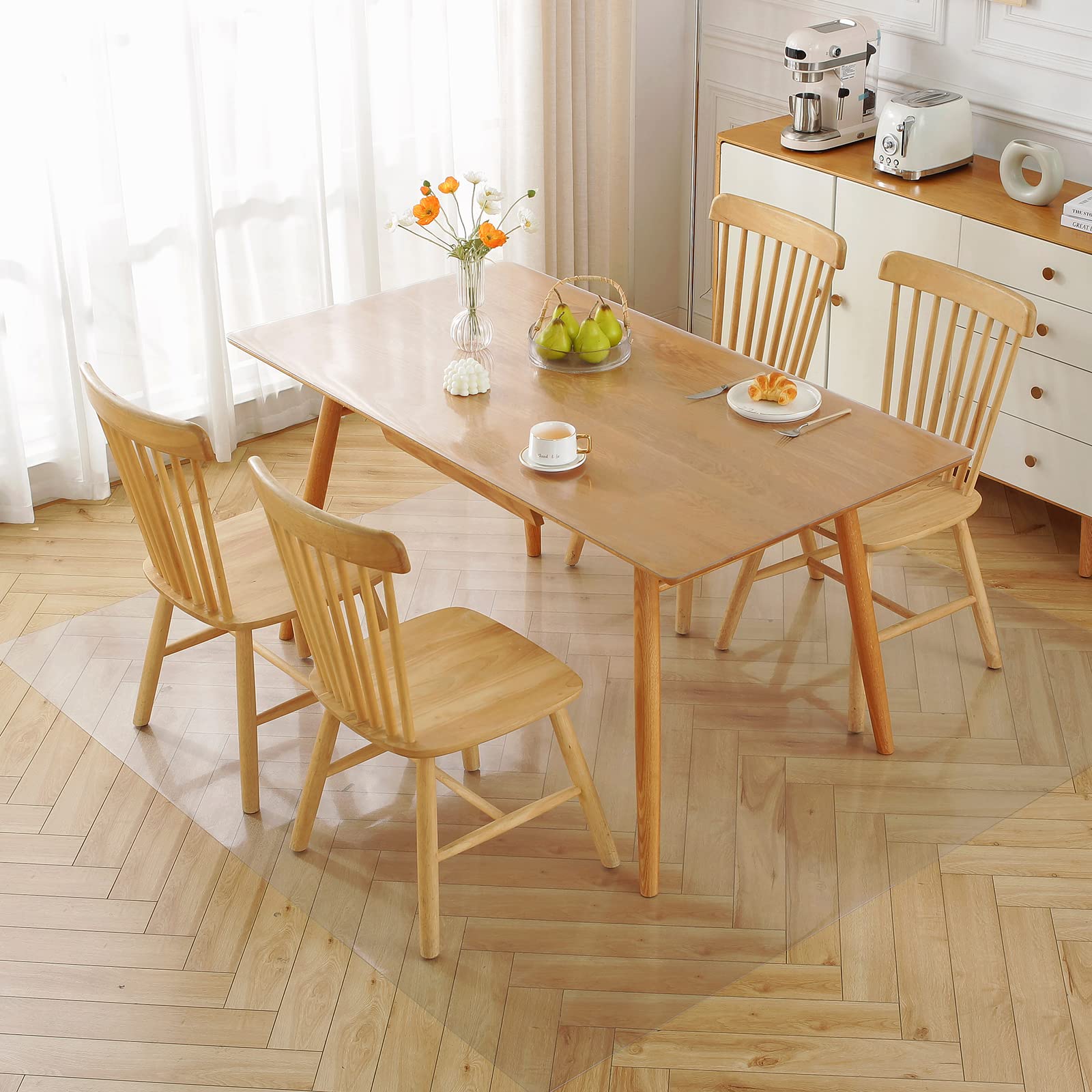 ダイニングマット エンボス加工 透明 200X270cm 厚さ1.5mm 特大サイズ V 床 保護シート クリア ダイニ..