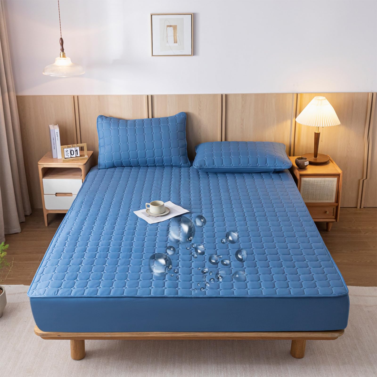 防水シーツ ボックスシーツ三層構造ガサガサ音“0”マットレスカバー 敷きパッド ベッドカバー ベッドパ..