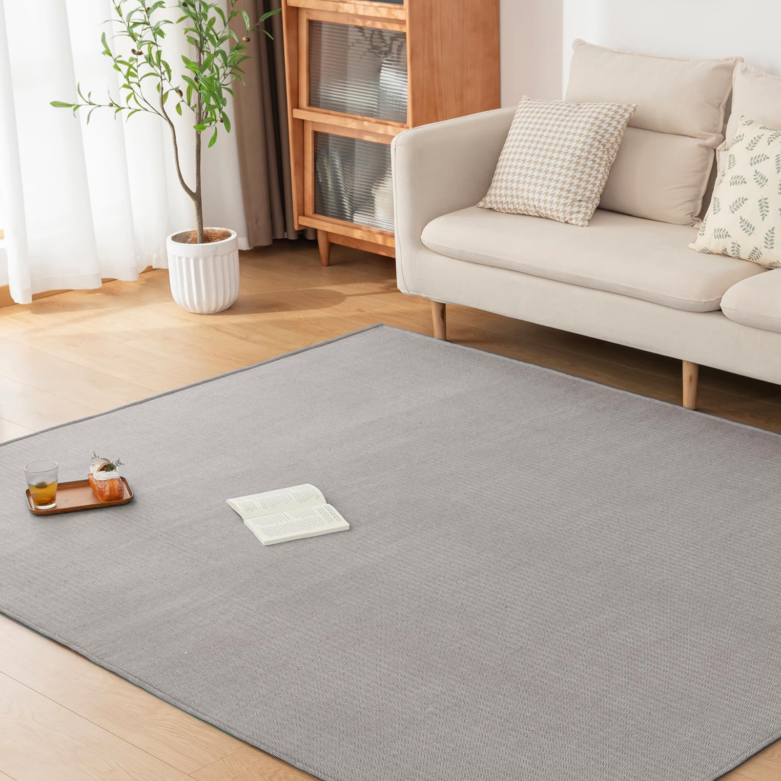 Rakuten - n Deco ラグ カーペット 2畳 ラグマット オールシーズン快適 リビングマット ヘリンボーン柄 北欧 おしゃれ 滑り止め 洗える 床保護