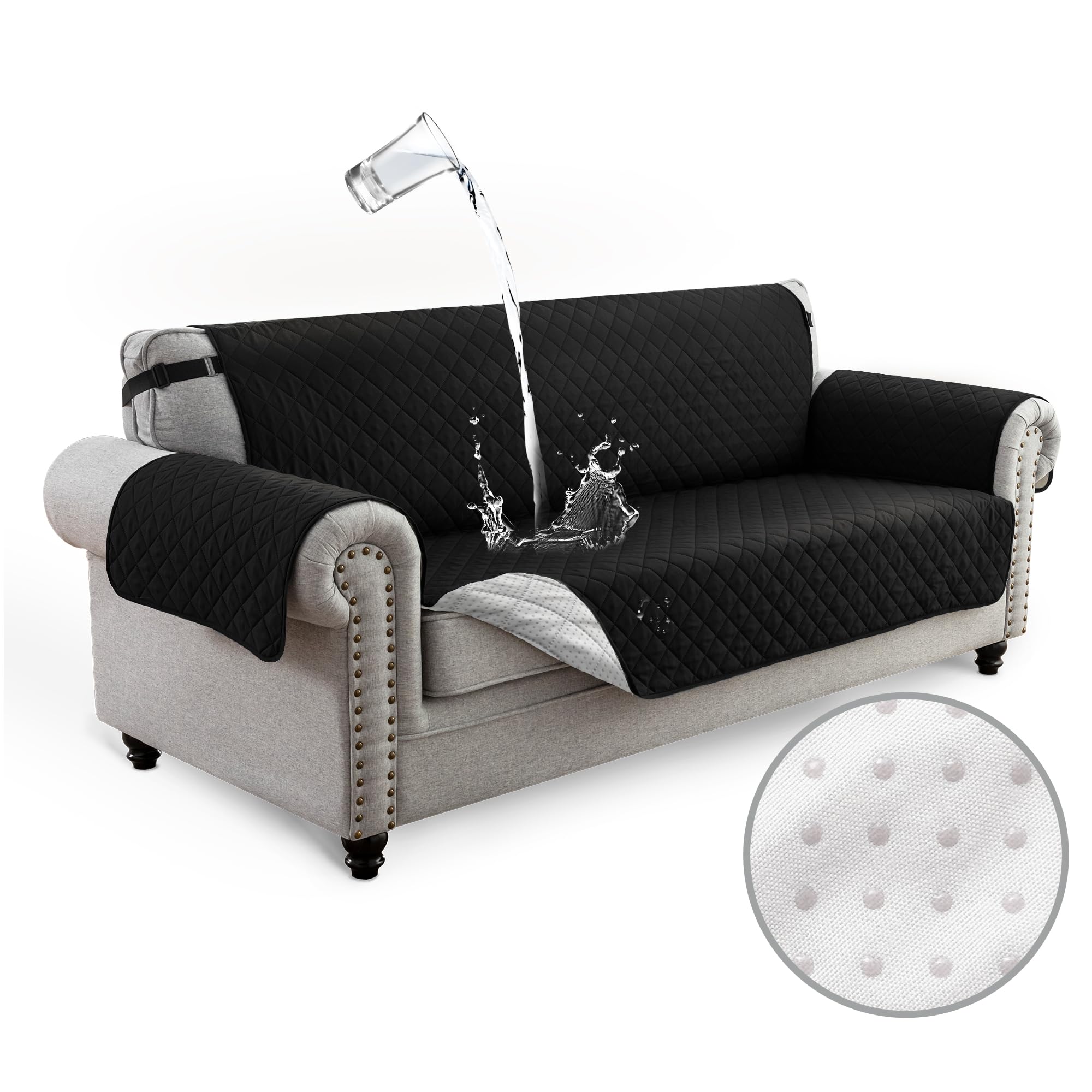 IANHU ソファーカバー 3人掛け 防水 マルチカバー 肘付き 犬猫対策 ソファーマット 滑り止め 撥水加工 ソファカバー 無地 シートカバー