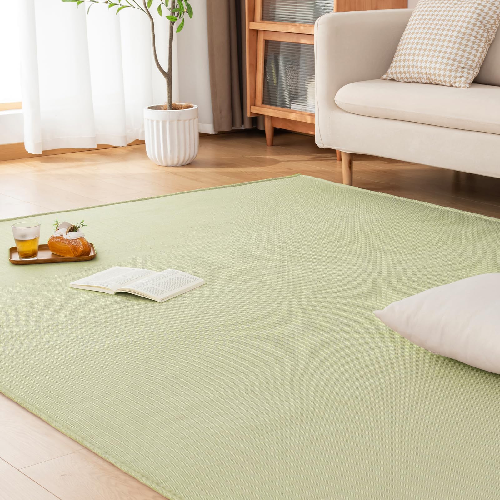 n Deco ラグ カーペット 2畳 ラグマット オールシーズン快適 リビングマット ヘリンボーン柄 北欧 おしゃれ 滑り止め 洗える 床保護