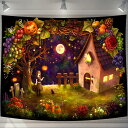 UIU タペストリー ハロウィーン 魔女 花園 自然景色 オシャレ 背景 多機能 布ポスター 壁掛け 壁飾り インテリア 雰囲気転換サイズ:幅1