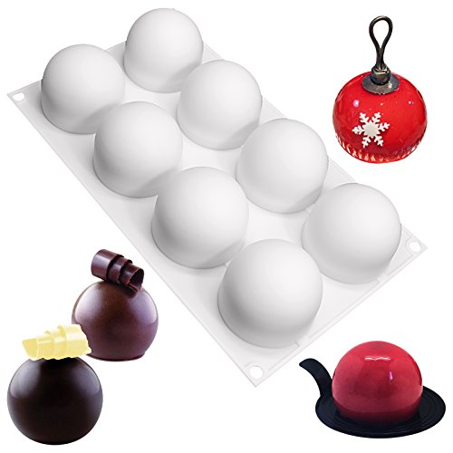 FUNHOWA シリコンモールド トリュフ チョコ お菓子 ケーキ型 ムース型 球体 半円 8個付