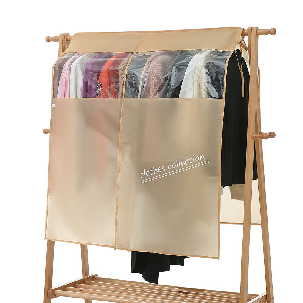 良選オックスフォード生地洗い可能 カーキ色 衣類カバー ショートサイズ 90cm幅 110cm長さ 透明窓付き 洋服カバー 押入れ洋服防塵カバー