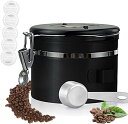 コーヒーキャニスター 800ml コーヒー豆 保存容器 密封容器 交換用バルブ付き スプーン付き 200 茶筒 お菓子 糖 香料 日付表示 防湿