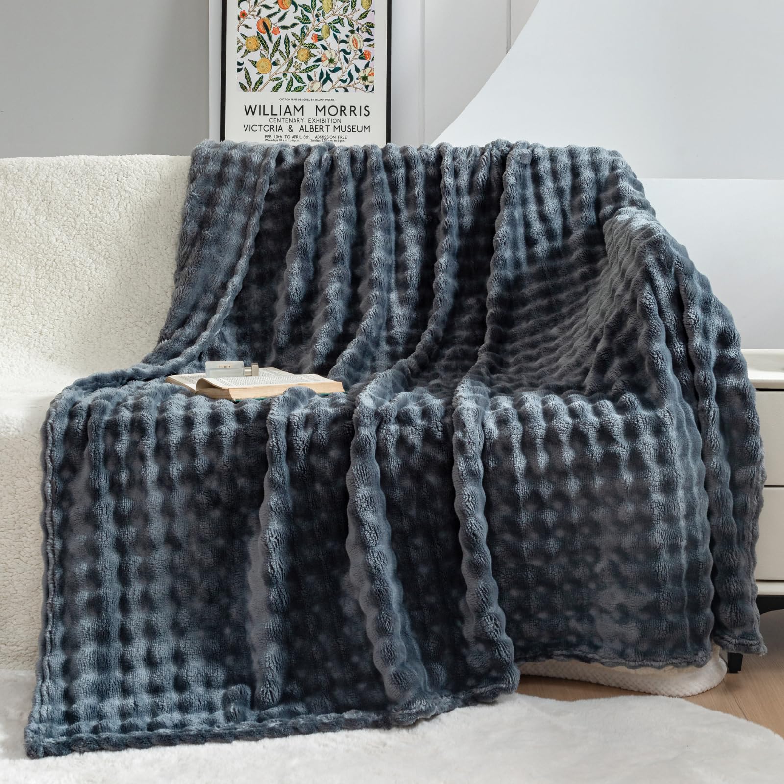 Mokoya ふわとろ 毛布 冬用 ダブル 180x200cm おしゃれ ラビットファー ブランケット 可愛い モコモコ 柔らかい 掛毛布 洗え