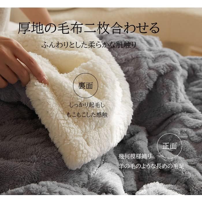 毛布 二枚合わせ ブランケット 掛け毛布 暖かい 厚手 保温 ひざ掛け 大判発熱 ふわふわ 羽織れる 柔らかい 丸洗い 抗菌防臭 静電防止 ピン [3]