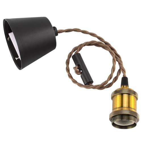 1灯用ペンダントソケット 裸電球 E26口金 引掛シーリング用 真鍮色/シャンパンゴールド/ブラック 電球ソケット 天井 吊り下げ コード付き