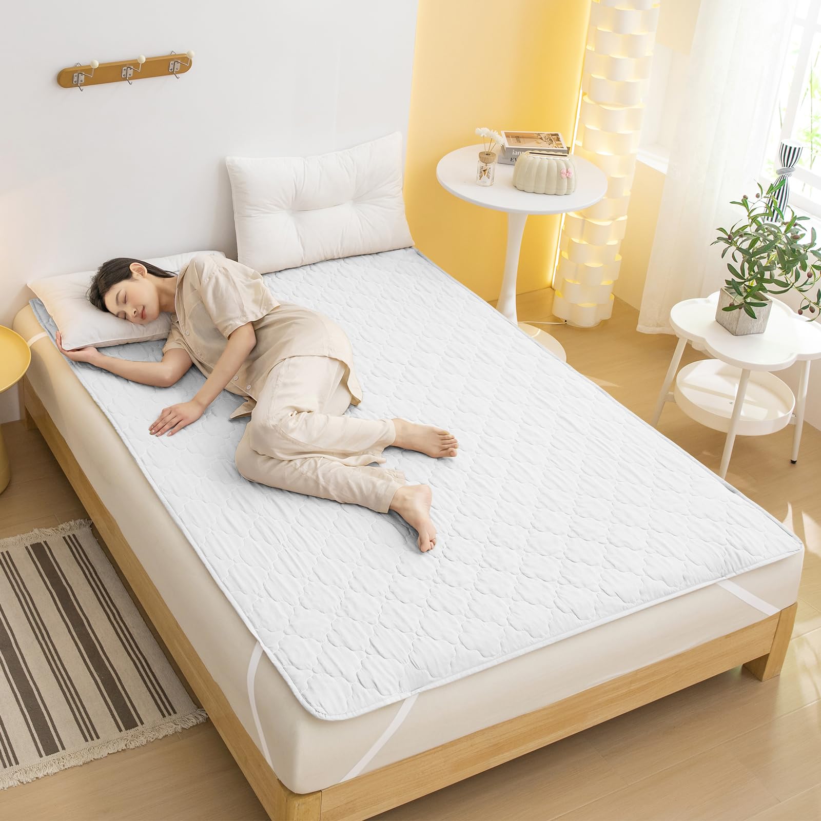 2枚組 Vallein 防水シーツ シングル 防水敷きパッド セミダブル ダブル ベッドパッド 介護用 吸水速乾 抗菌&防臭&防ダニ加工 ベッド [2]