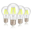 エジソン電球 昼光色 E26 A60 80W形相当 調光器非対応 806lm E26 8W 復古電球 6500K 昼光色 シャンデリア 4個入