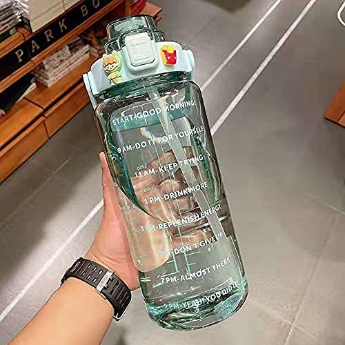 QIBU ボトル 水筒 2L 大容量 ポータブルストロースポーツウォーターボトル BAフリー プラスチックウォーターボトル 大人 子ども スポ
