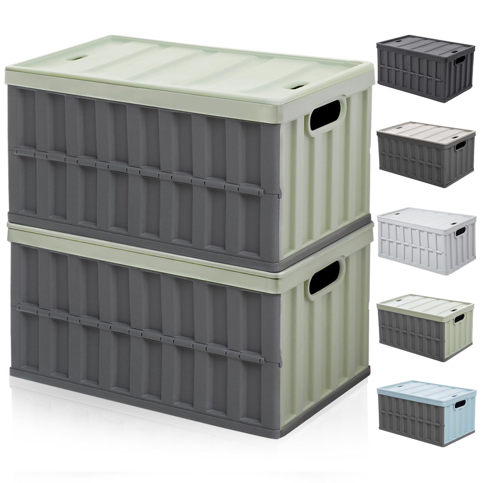 収納・新設計収納ボックス 折り畳み コンテナ ボックス 大型 64L*2個 蓋付き 多機能 コンテナ 収納 ケ..