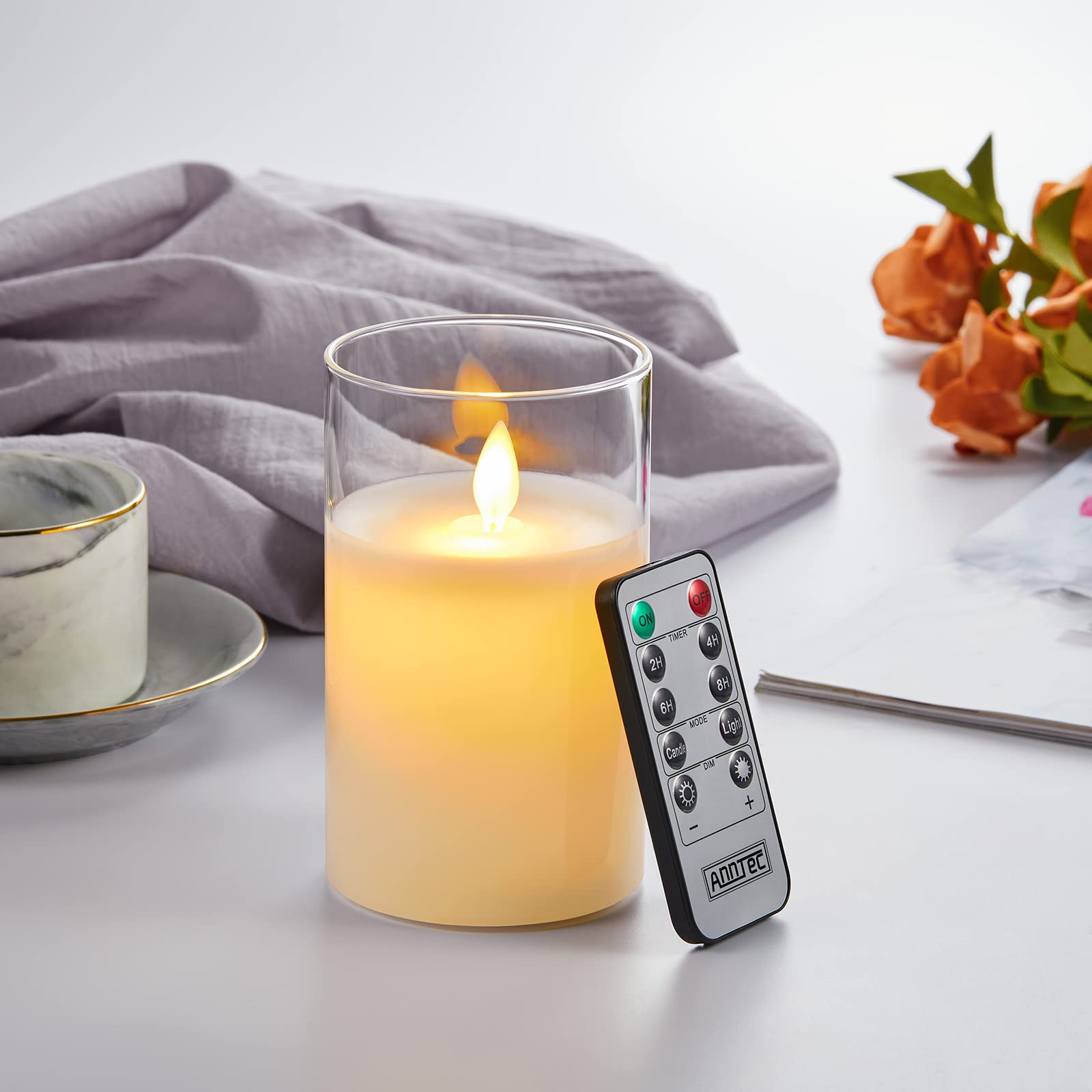 Annec キャンドルライト ロウソク 本物の炎のようにゆらめく 暖色光 火を使わない ゆらゆら揺れる 安全..
