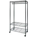 Lckycoco ワードローブ クローゼット ハンガーラック 衣類収納用 メタル製 スチールラック 幅91×奥46×高さ182cm 3段 ポール