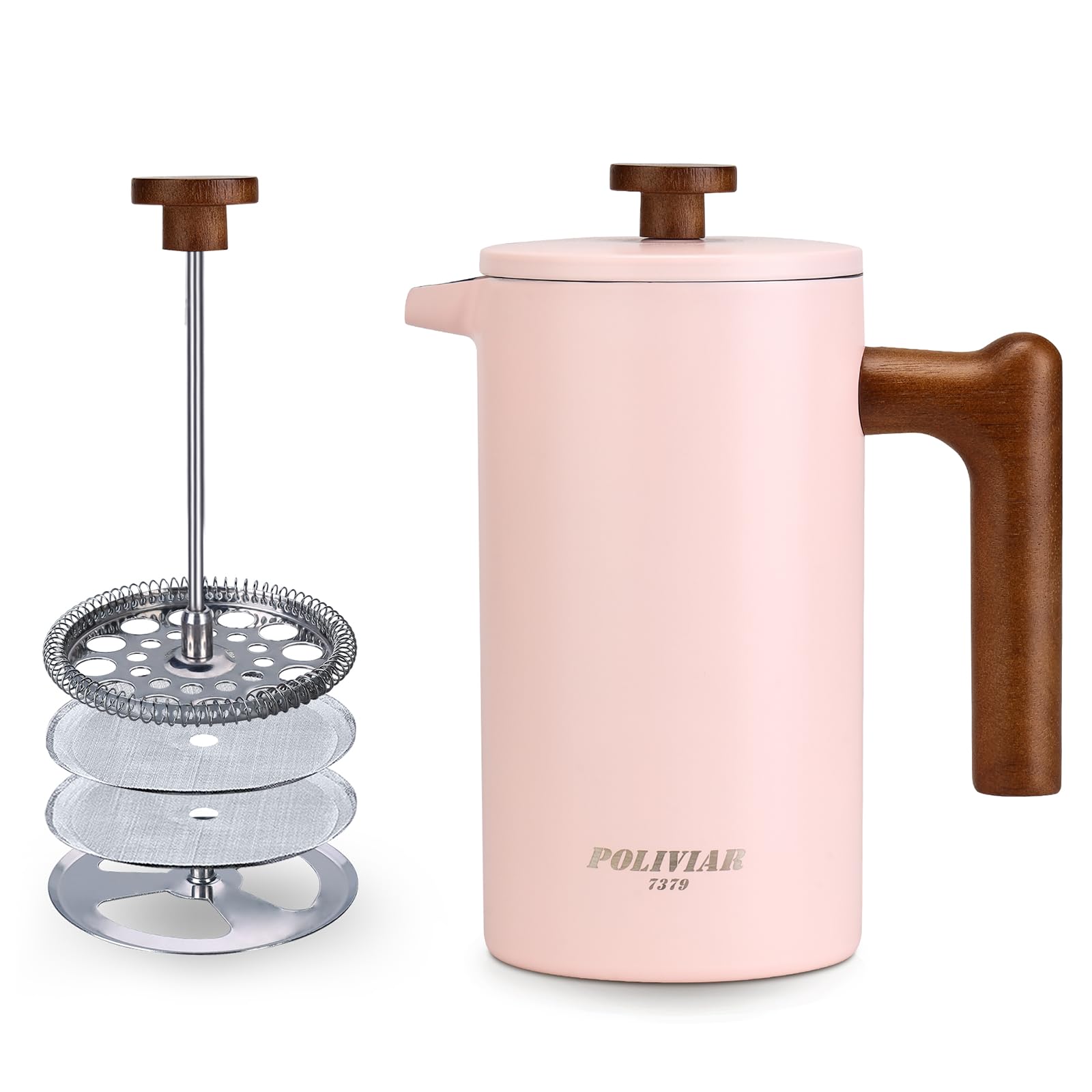 OLIVIAR フレンチプレス 1L コーヒープレス 真空断熱 保温 コーヒーメーカー french press ステンレス製 カフェプレス 大