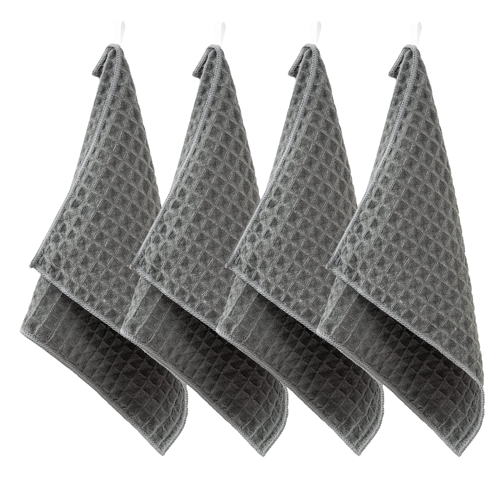 EXGOX ふきん ぞうきん グレー キッチンタオル 厚手 クロス ワッフル生地布巾 食器雑巾 調理台 拭きガ..