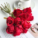 WillinYo 造花 バラ 薔薇 赤 12本入 花径4×L30cm ウェディングブーケ アレンジメント 花材 ホーム デコレーション