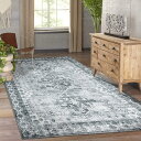 DEOMALL カーペット 2畳 ペルシャ風絨毯 ラグ マット185X185M 洗える 花柄 オールシーズン 滑り止め グレー 防臭 防ダニ 床