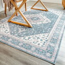 DEOMALL カーペット 2畳 ペルシャ風絨毯 ラグ マット185X185M 洗える 花柄 オールシーズン 滑り止め グレー 防臭 防ダニ 床(3)