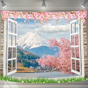 USITU タペストリー 仮窓 窓外風景 青海 海浜 花火 富士山 満開桜 紅葉 花畑 林間 ベランダ 自然風景 オシャレ 多機能 布ポスター