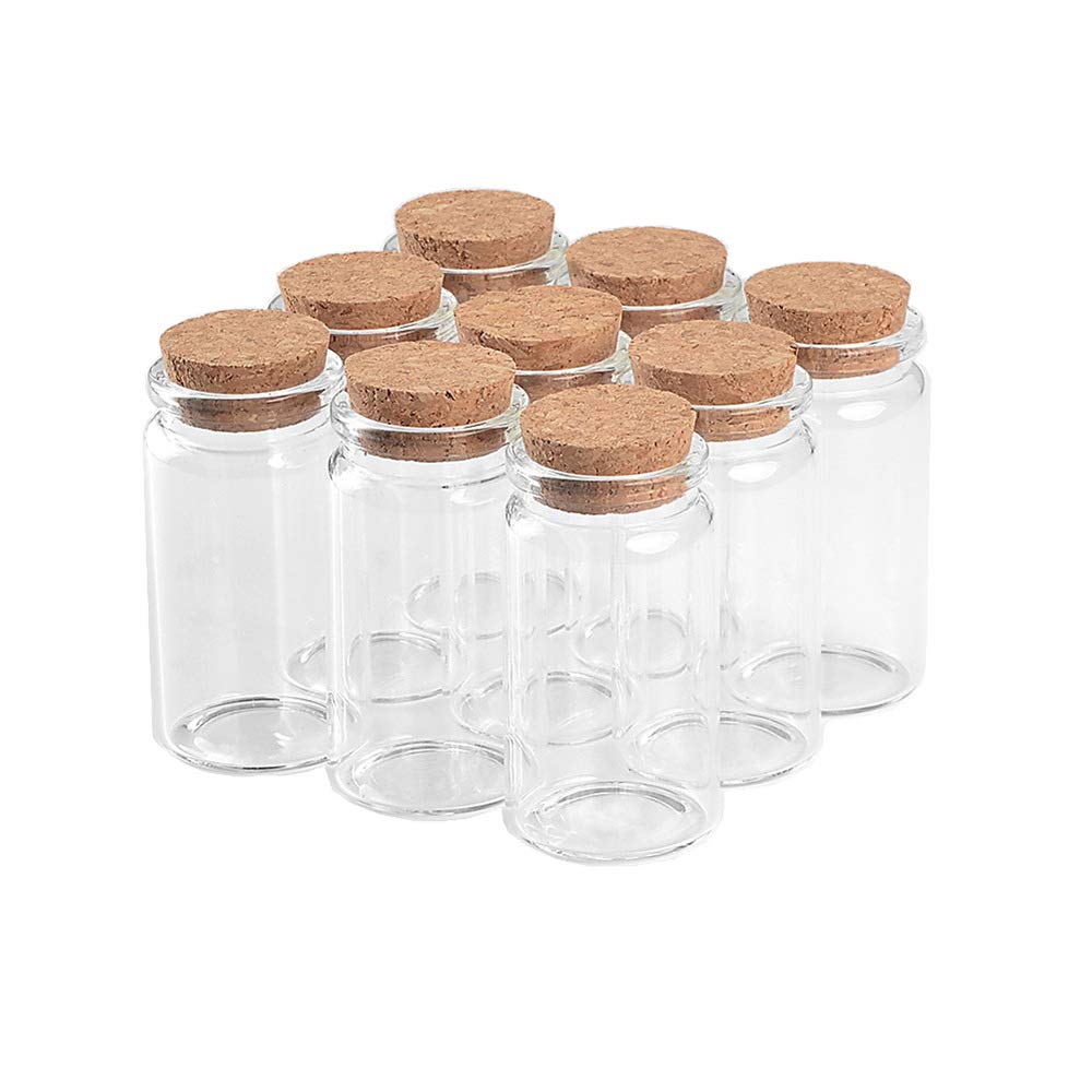 Spice Containers - 50 mlコルク栓付き透明ガラス瓶、サイズ37 x 70 mm、ソースタンク、ペンダント瓶、飾り瓶4個