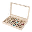 30区画 アクセサリーボックス ベルベット調 ジュエリーボックス ディスプレイ収納ケース ベージュ